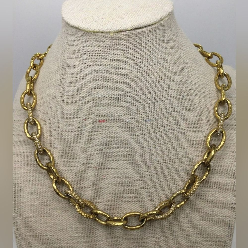 Stella & Dot Textured Oval Link Necklace 16"